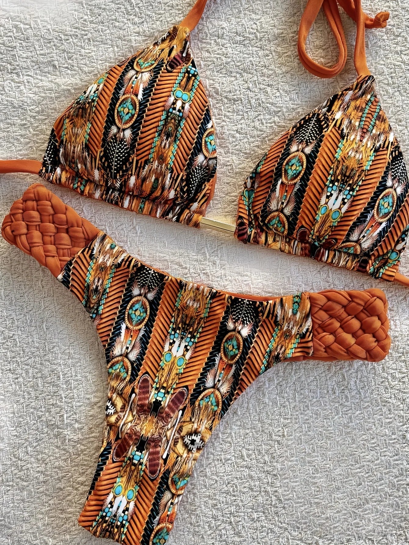 Swimwear- Exotic Two-Piece Swimwear Braided Boho Bikinis- - IndioGear