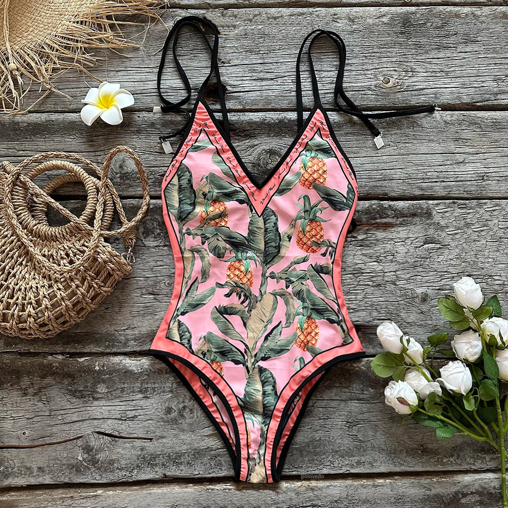 Swimwear- Artistic Floral One-Piece Swimsuit - Perfect for Vacations- - IndioGear.com