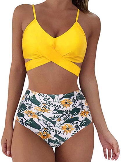 Swimwear- Floral High-Waist Swimwear 2-Piece Tankini- - IndioGear Women Clothing