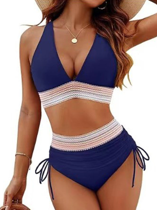 Swimwear- Halter Top & High-Waisted Bikini - Two-Piece Swimsuit- Champlain color- IndioGear.com