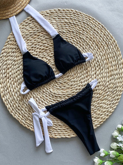 Swimwear- Monochromatic Micro Bikini with Triangle Bra for Women- - IndioGear.com