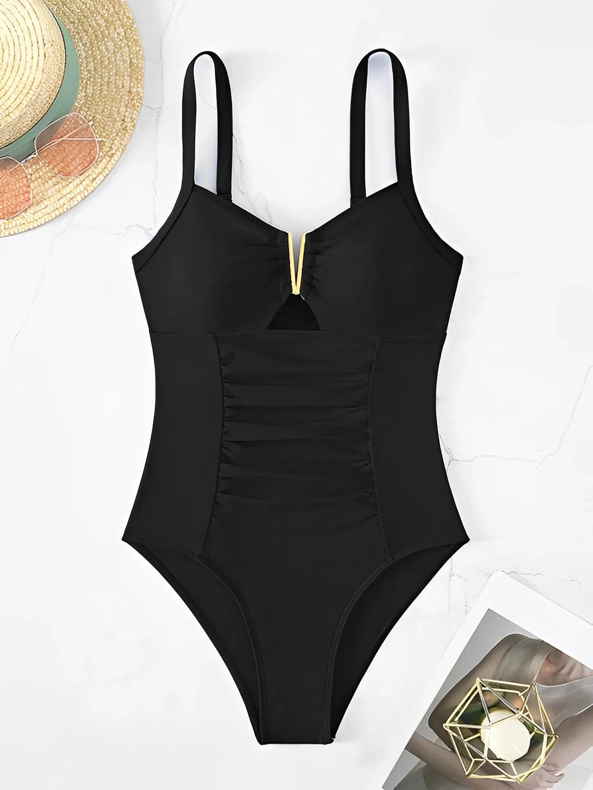 Swimwear- Oceanic Full-Coverage V-Neck Swimwear for Women Who Love Water Sports- - IndioGear Fashion and Gear