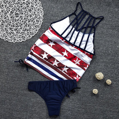 Swimwear- Patriotic Tankini for Independence Day - Tank Top & Bikini- - IndioGear Fashion and Gear