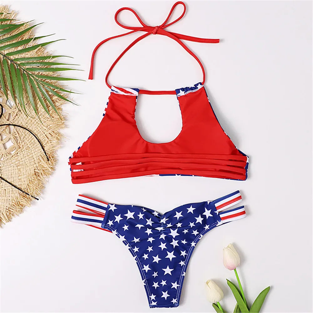 Swimwear- Patriotic Tankini for Independence Day - Tank Top & Bikini- - IndioGear Fashion and Gear