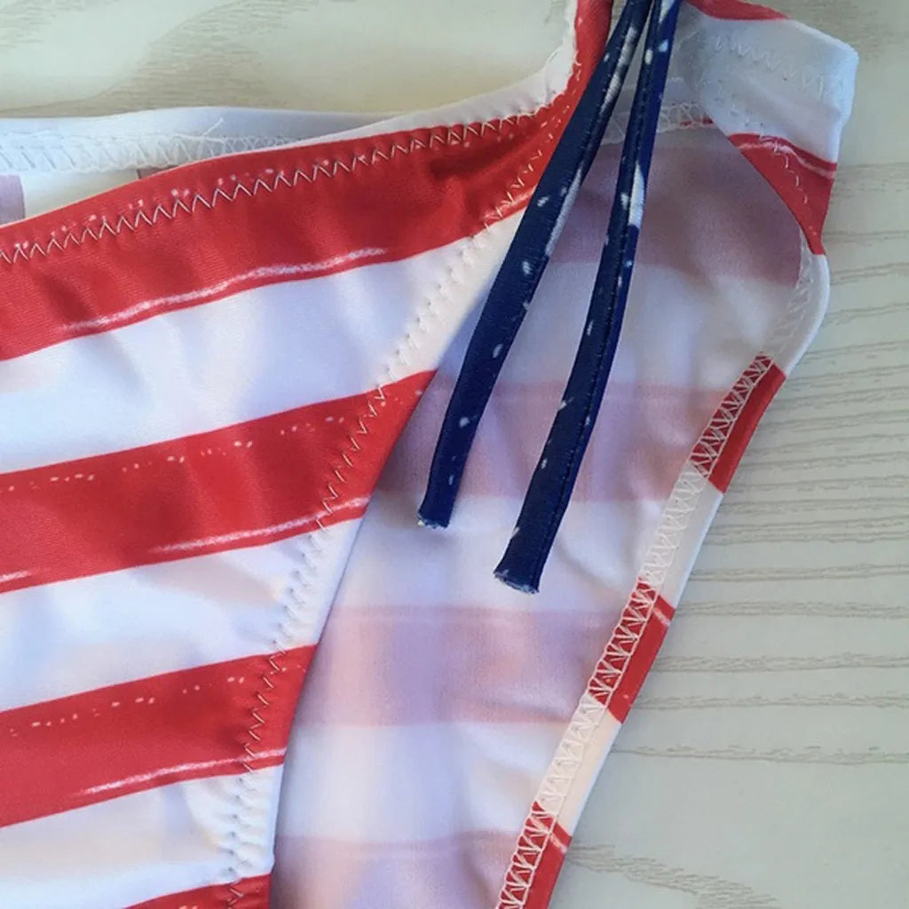 Swimwear- Patriotic Two-Piece Underwire Perfect for Summer Days - American Flag Swimwear- - IndioGear Fashion and Gear