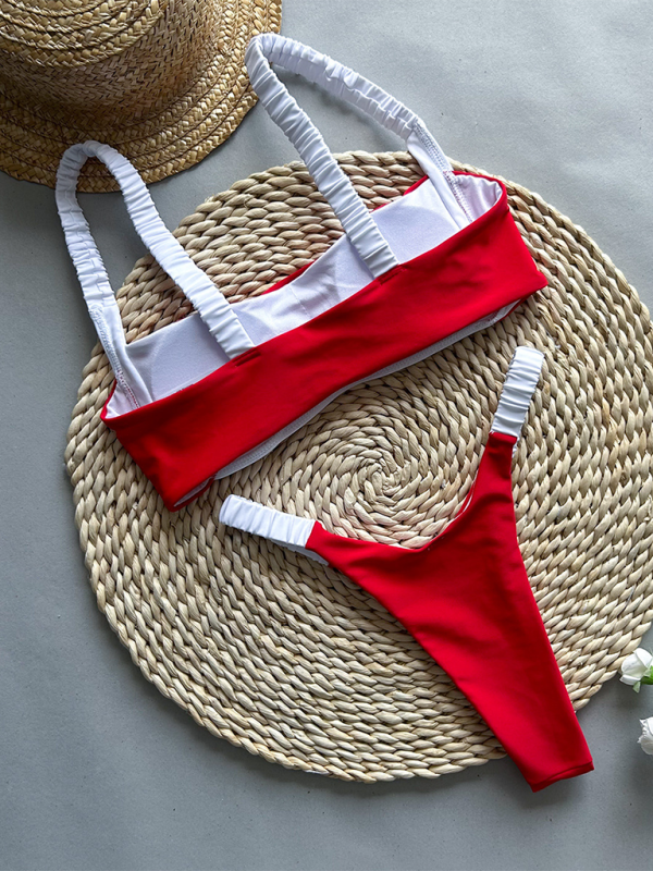 Swimwear- Red Hot Summer Sporty Two-Piece Bikini Swimsuit- - IndioGear.com