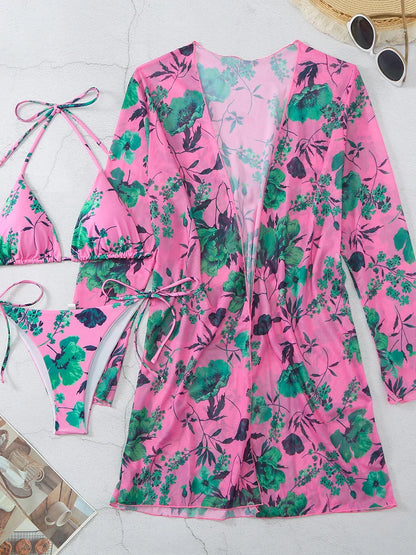 Romantic Floral Elegant 3-Piece Swimwear for Sun-Kissed Days