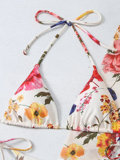 Romantic Floral Elegant 3-Piece Swimwear for Sun-Kissed Days