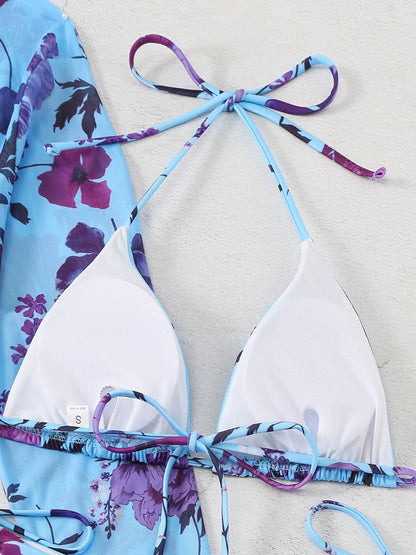 Romantic Floral Elegant 3-Piece Swimwear for Sun-Kissed Days