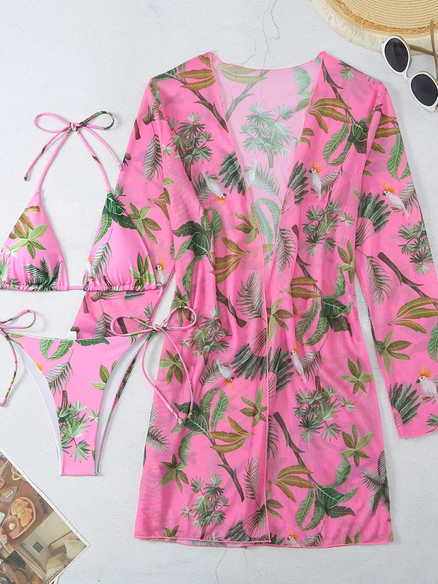 Maillot de bain 3 pièces élégant et floral romantique pour les journées ensoleillées