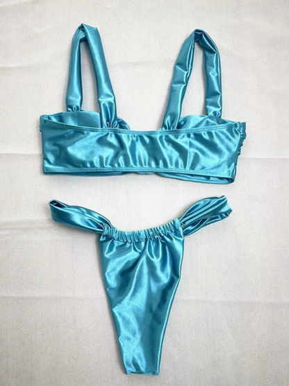 Swimwear- Satin Finish 2 Piece Micro Bikini for Beach Days- - IndioGear.com