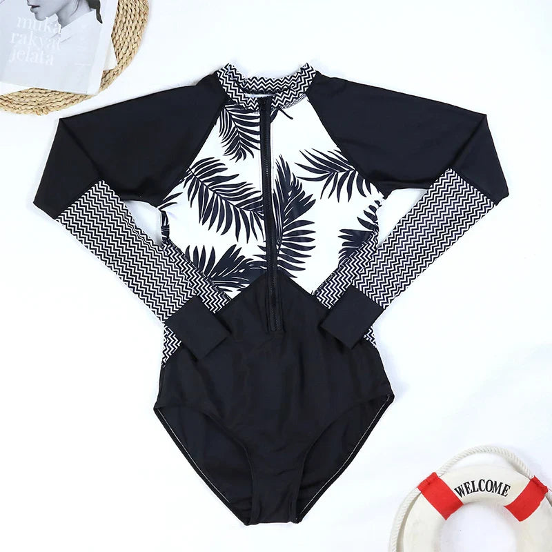 Swimwear- Sporty Surf & Swim One-Piece Suit for Active Women- - IndioGear