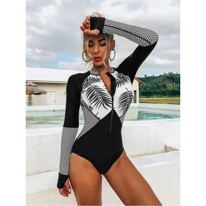 Swimwear- Sporty Surf & Swim One-Piece Suit for Active Women- - IndioGear