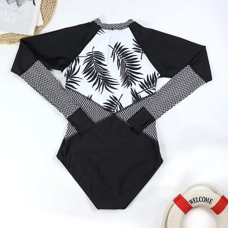 Swimwear- Sporty Surf & Swim One-Piece Suit for Active Women- - IndioGear