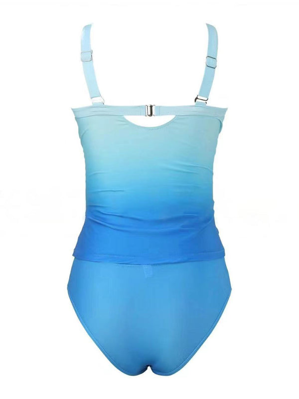 Swimwear- Surf Gradient Tankini Ombre Beach Swimsuit- - IndioGear Women Clothing