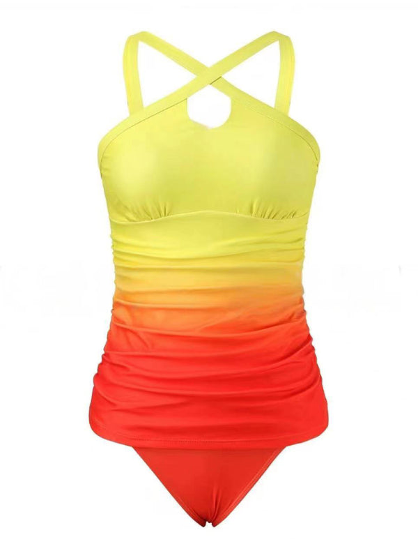 Swimwear- Surf Gradient Tankini Ombre Beach Swimsuit- - IndioGear Women Clothing