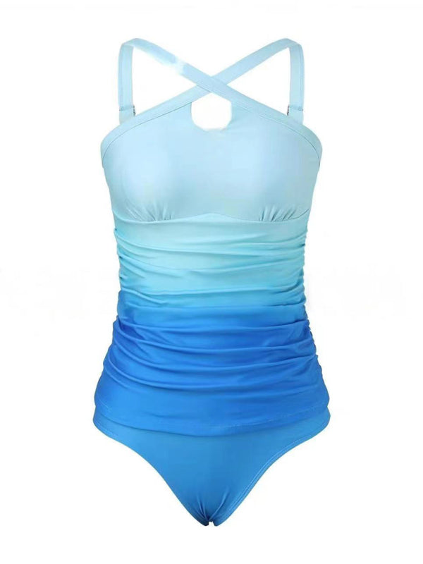 Swimwear- Surf Gradient Tankini Ombre Beach Swimsuit- - IndioGear Women Clothing