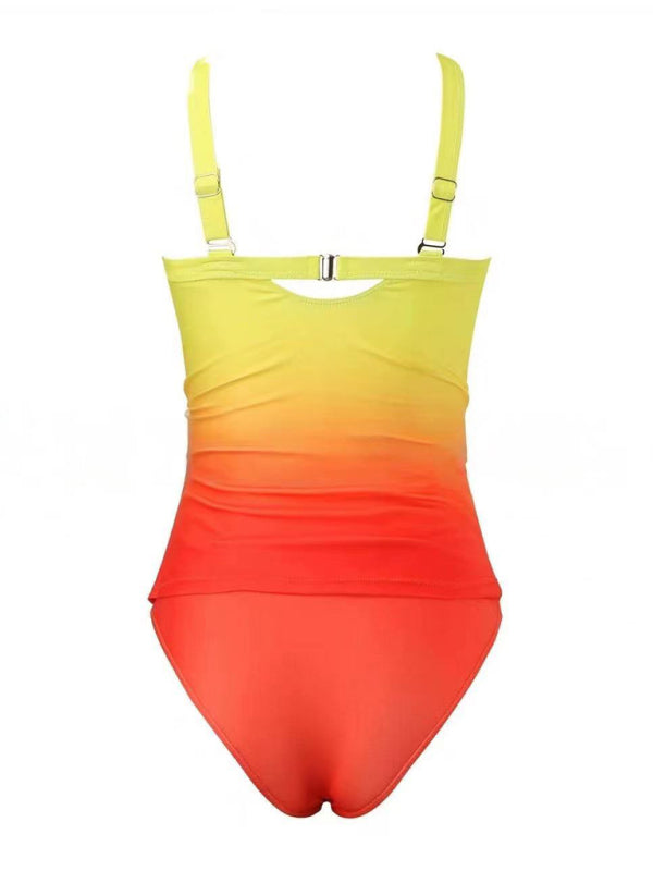 Swimwear- Surf Gradient Tankini Ombre Beach Swimsuit- - IndioGear Women Clothing