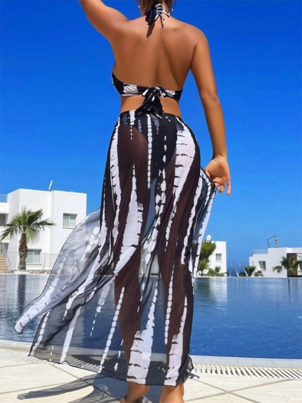 Swimwear- Tie-Dye Bikini Set with Dress Cover-Up for Summer Parties- - IndioGear.com