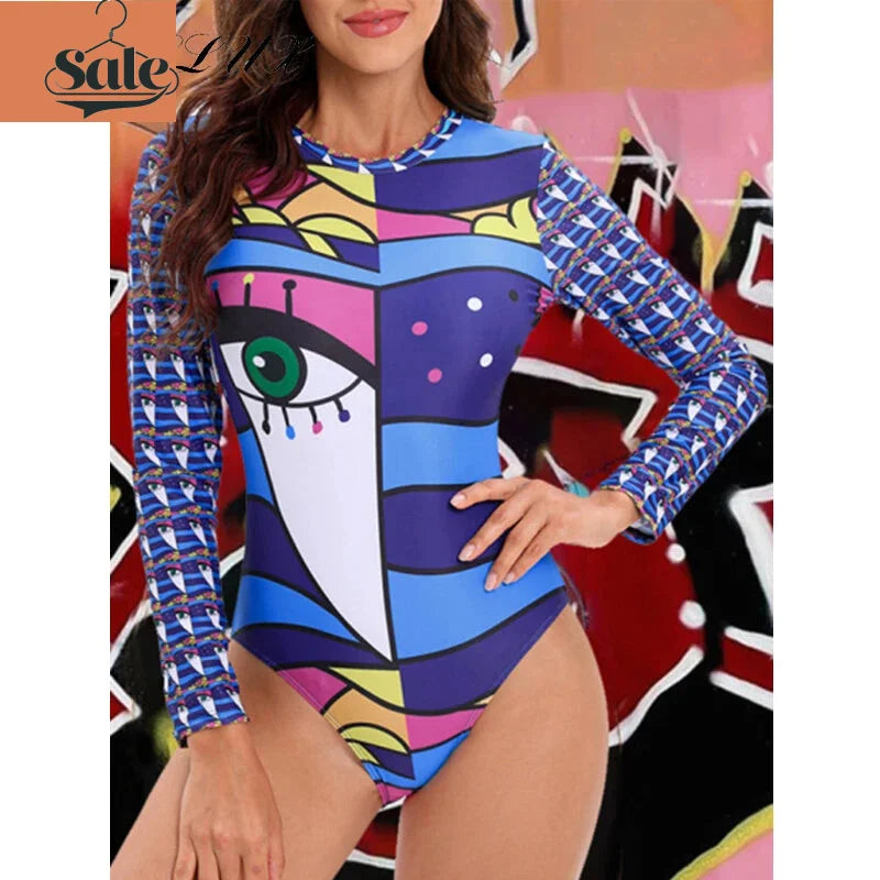 Swimwear- Tropical Rash Guard Swimsuit - UV Safe- - IndioGear