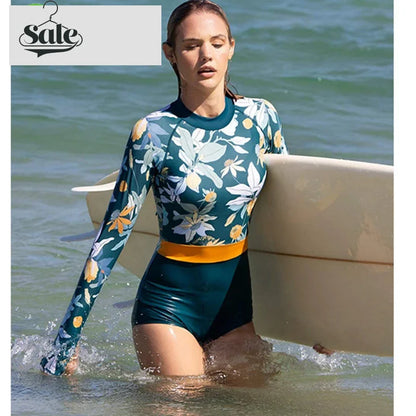 Swimwear- Tropical Rash Guard Swimsuit - UV Safe- - IndioGear