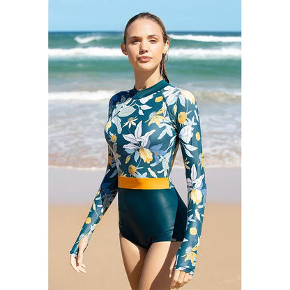 Swimwear- Tropical Rash Guard Swimsuit - UV Safe- - IndioGear