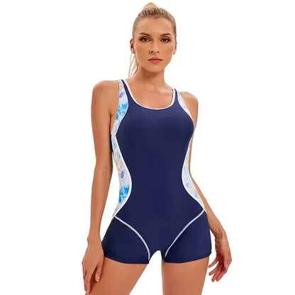 Swimwear- Vibrant Contrast Sporty One-Piece Romper Swimwear- - IndioGear Fashion and Gear