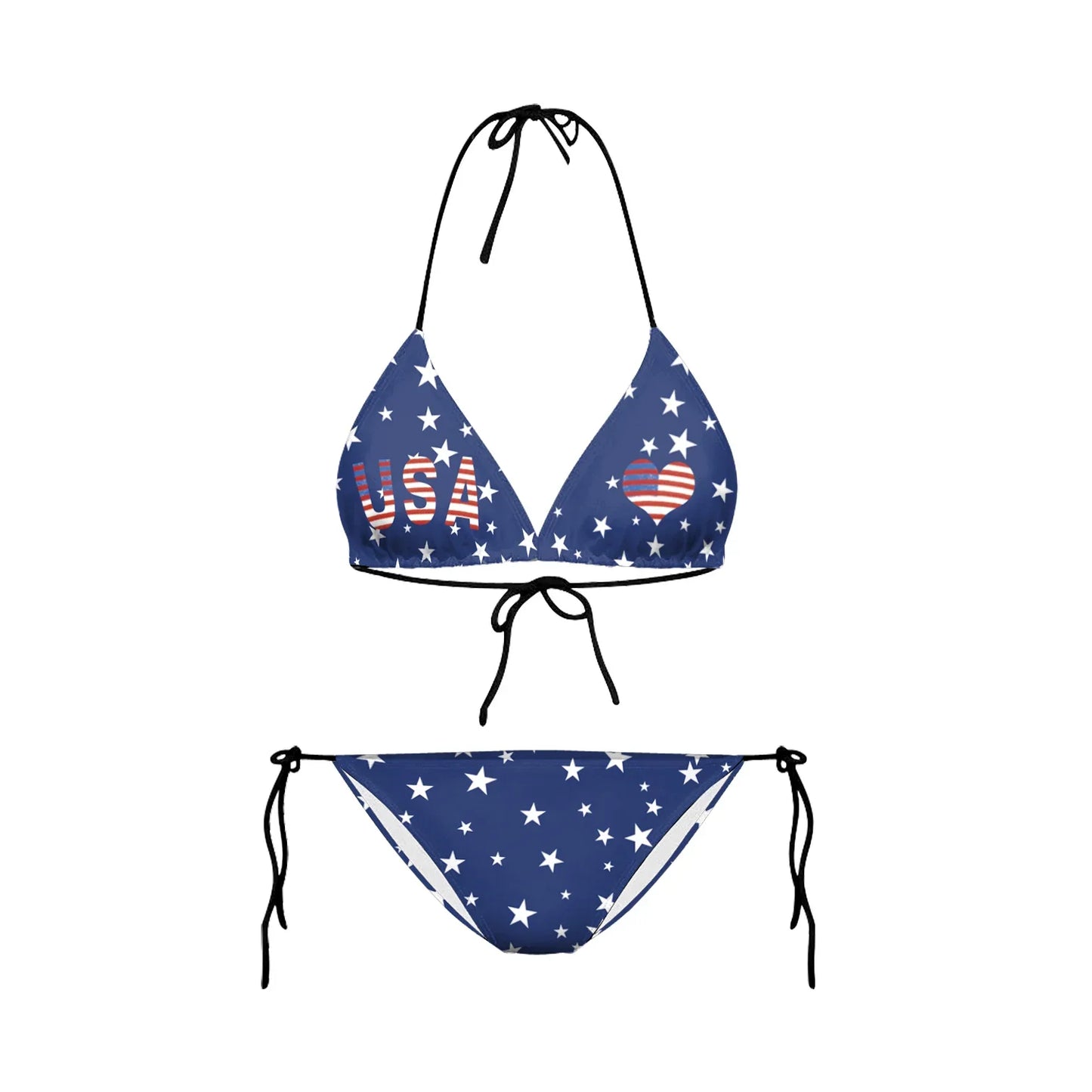 Swimwear- Women Patriotic 2 Piece String Swimwear for Every U.S. Holiday & July 4th- USA Print- IndioGear Fashion and Gear