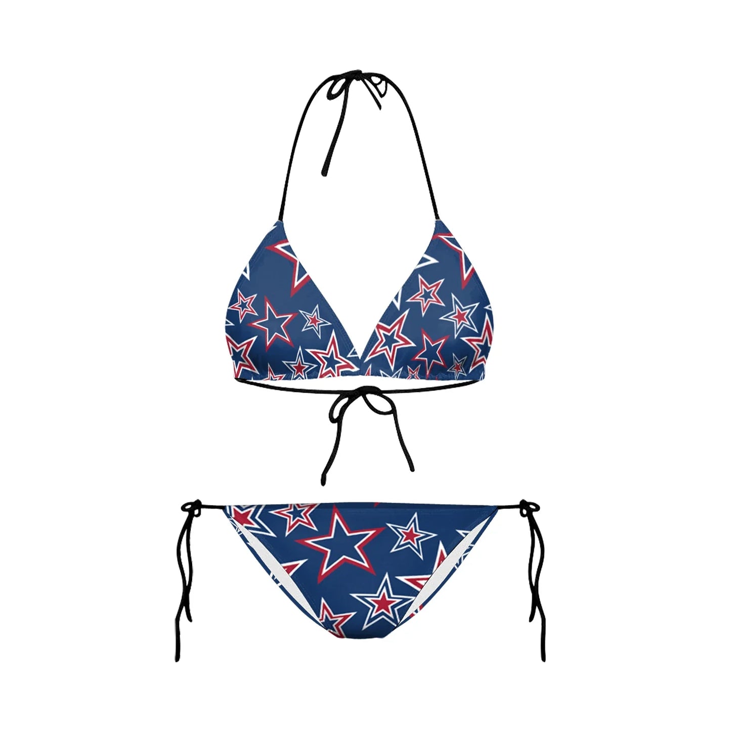 Swimwear- Women Patriotic 2 Piece String Swimwear for Every U.S. Holiday & July 4th- Stars Print- IndioGear Fashion and Gear