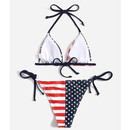 Swimwear- Women Patriotic 2 Piece String Swimwear for Every U.S. Holiday & July 4th- - IndioGear Fashion and Gear