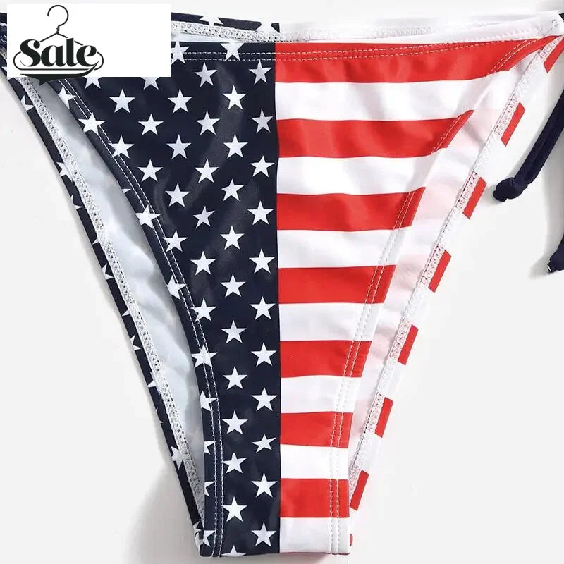 Swimwear- Women Patriotic 2 Piece String Swimwear for Every U.S. Holiday & July 4th- - IndioGear Fashion and Gear