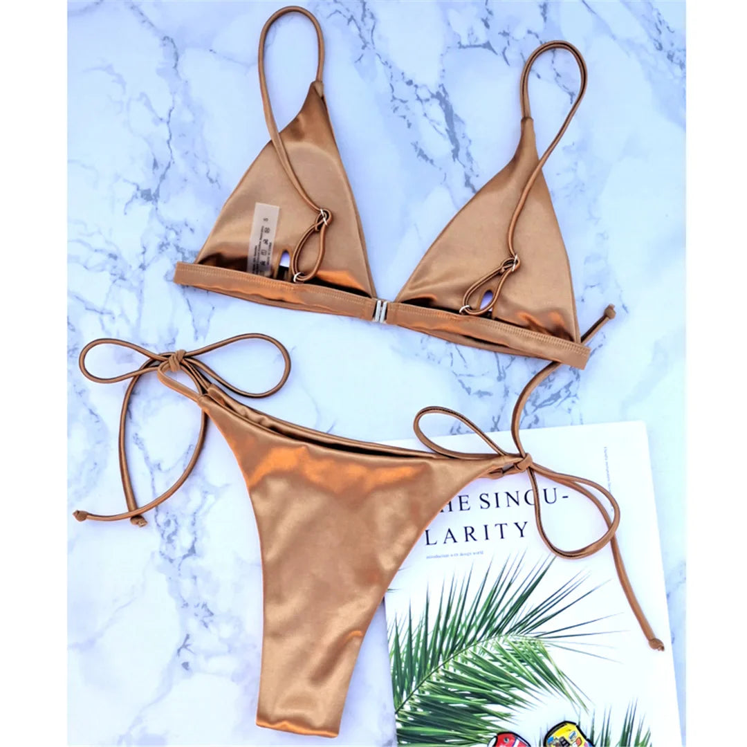 Zweiteiliger Bikini mit Satin-Finish für Damen – Ihr Must-Have für Poolpartys