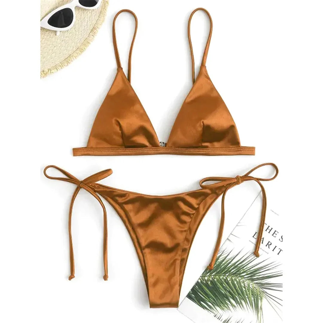 Zweiteiliger Bikini mit Satin-Finish für Damen – Ihr Must-Have für Poolpartys