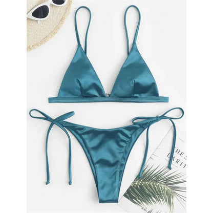 Women Satin Finish Bikini 2-Piece - Your Must-Have for Pool Parties