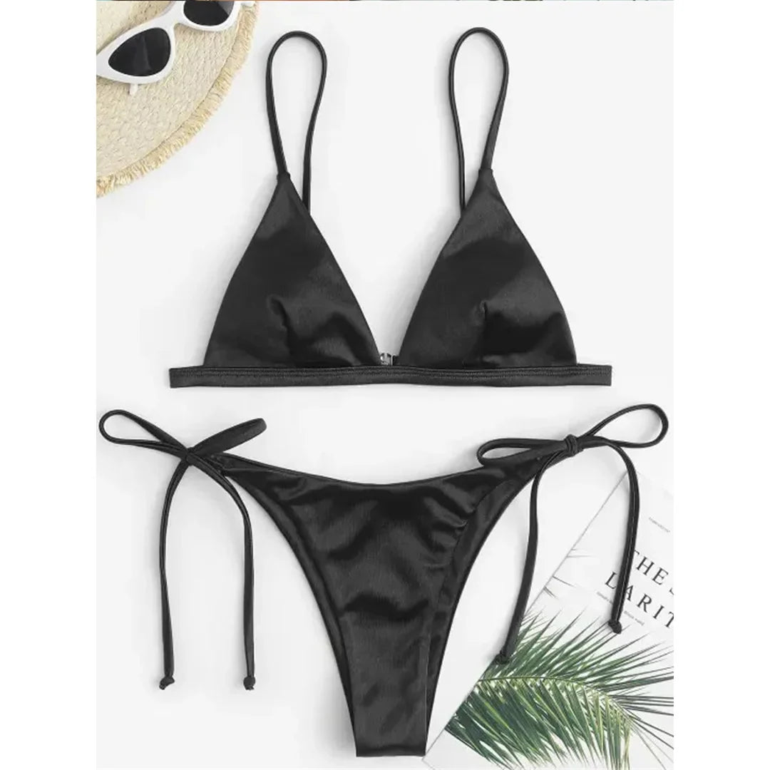 Zweiteiliger Bikini mit Satin-Finish für Damen – Ihr Must-Have für Poolpartys