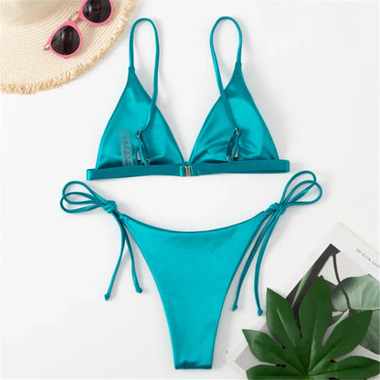 Zweiteiliger Bikini mit Satin-Finish für Damen – Ihr Must-Have für Poolpartys