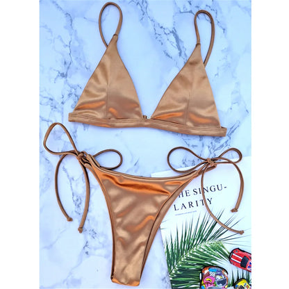 Zweiteiliger Bikini mit Satin-Finish für Damen – Ihr Must-Have für Poolpartys