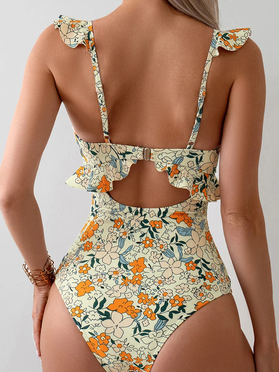 Maillot de bain une pièce d'inspiration vintage pour femme en fleurs