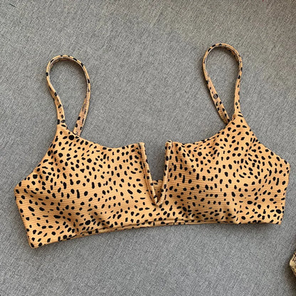 Swimwear- Women's Animal Print Swimwear V-Neck Bra & Bikini- - IndioGear.com