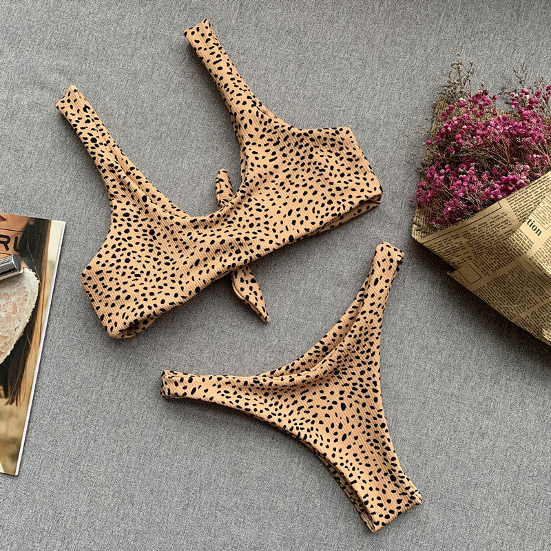 Swimwear- Women's Animal Print Swimwear V-Neck Bra & Bikini- - IndioGear.com