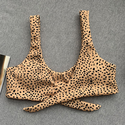 Swimwear- Women's Animal Print Swimwear V-Neck Bra & Bikini- - IndioGear.com