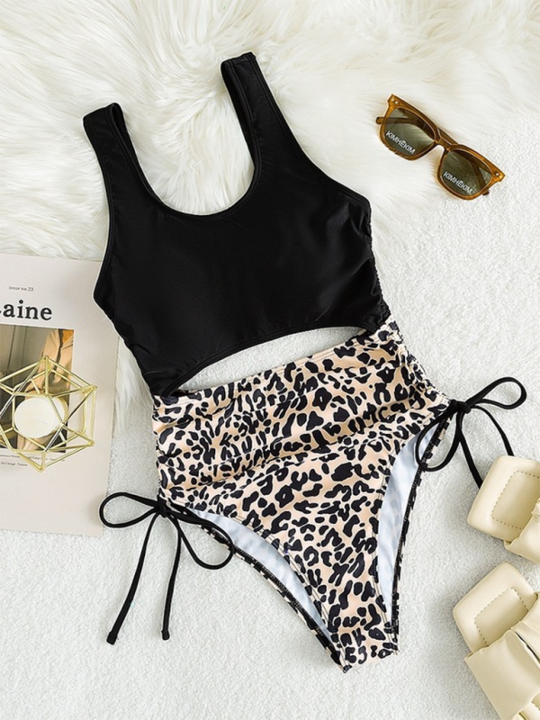 Cutout Animal Print Swimsuit for Women's Pool Parties