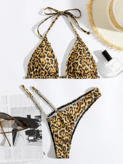 Damen Bademode Micro Bikini &amp; Triangel BH im Animalprint