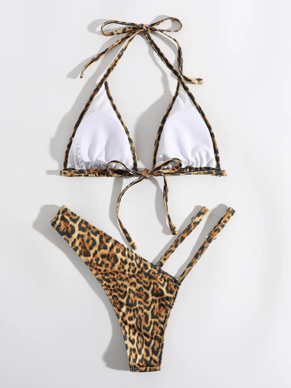 Damen Bademode Micro Bikini &amp; Triangel BH im Animalprint