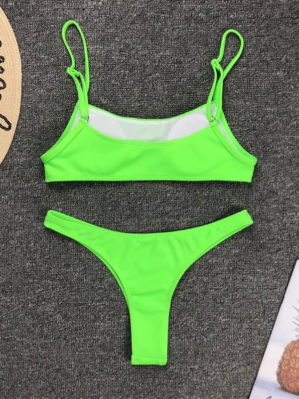 Swimwear- Women's Textured Swimwear with High-Cut Bikini & Sporty Bra- - IndioGear.com