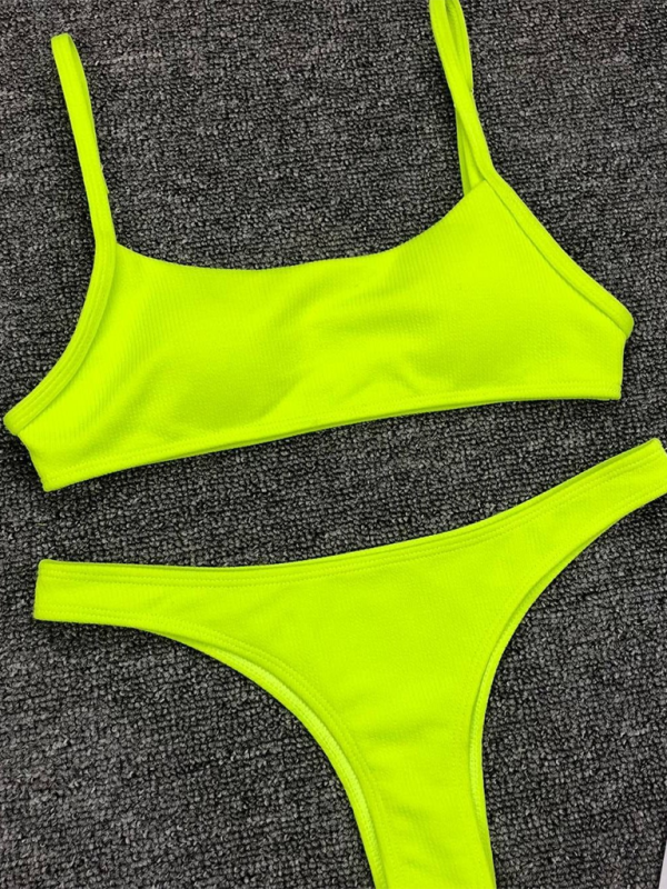 Swimwear- Women's Textured Swimwear with High-Cut Bikini & Sporty Bra- - IndioGear.com