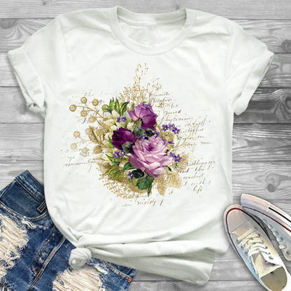 T-Shirts- Charming Floral Bouquet Print Tee Collection- Pattern18- IndioGear.com