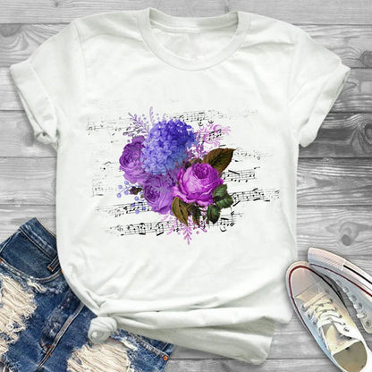 T-Shirts- Charming Floral Bouquet Print Tee Collection- - IndioGear.com