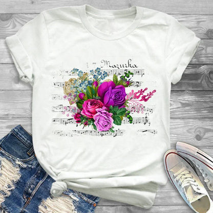 T-Shirts- Charming Floral Bouquet Print Tee Collection- - IndioGear.com