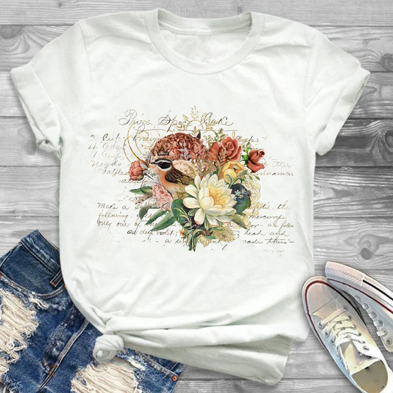 T-Shirts- Charming Floral Bouquet Print Tee Collection- - IndioGear.com